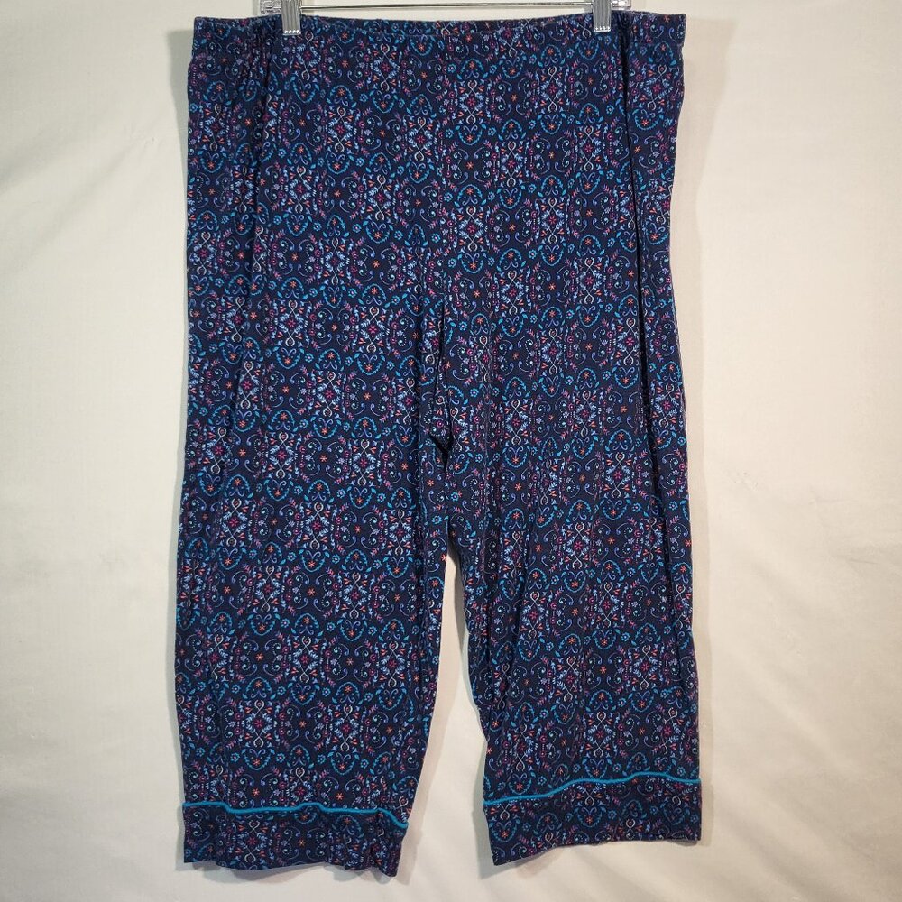 Secret Treasures Woman's Pajama Pants Size 2X Blue w/geometric floral pattern